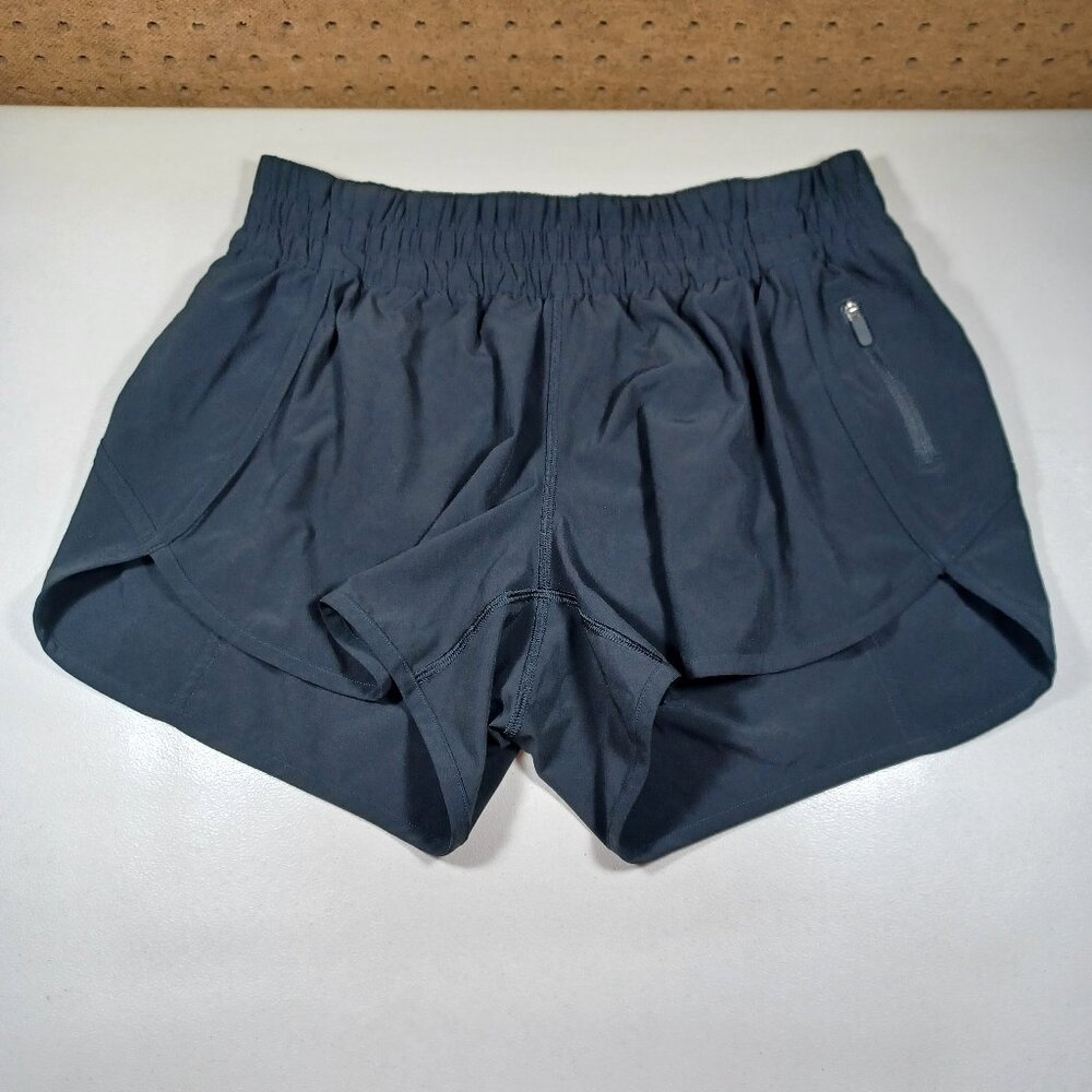 lululemon womens solid black lined running shorts 10 EUC